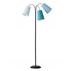 Salsa Gulvlampe - Sort - Inkl. Aqua/Petroleum/Lysebl skrm - Nielsen Light
