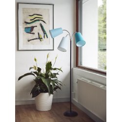 Salsa Gulvlampe - Sort - Inkl. Aqua/Petroleum/Lysebl skrm - Nielsen Light