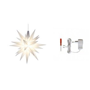 1 stk. Herrnhuter stjerne - 13cm - Hvid - inkl. 1 stk. AC-adapter