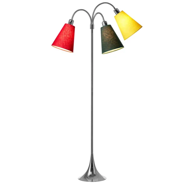 Trafik Gulvlampe - Krom - R�d/Skovgr�n/Gul - Nielsen Light