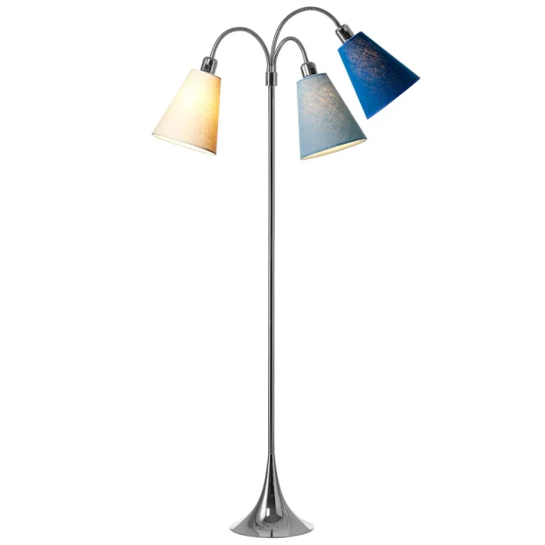 Trafik Gulvlampe - Krom - Creme/St�vet bl�/Havbl� - Nielsen Light
