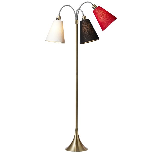 Trafik Gulvlampe - Antik Messing - Hvid/Sort/Rd - Nielsen Light