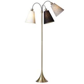 Trafik Gulvlampe - Antik Messing - Hvid/Sort/Sort Nistret - Nielsen Light