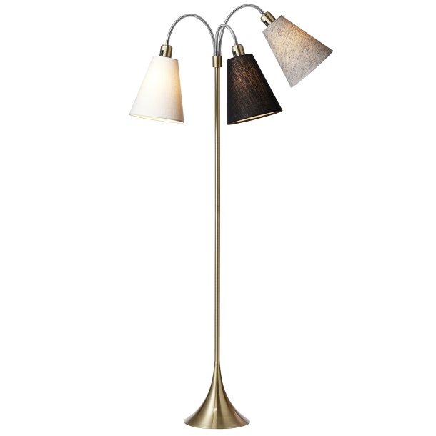 Trafik Gulvlampe - Antik Messing - Hvid/Sort/Sort Nistret - Nielsen Light