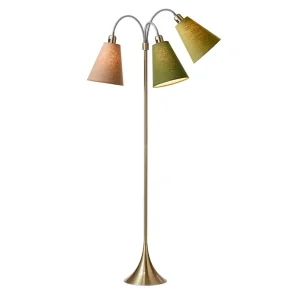 Trafik Gulvlampe - Antik Messing - Nougat/M�rk Armygr�n/Lys Armygr�n - Nielsen Light