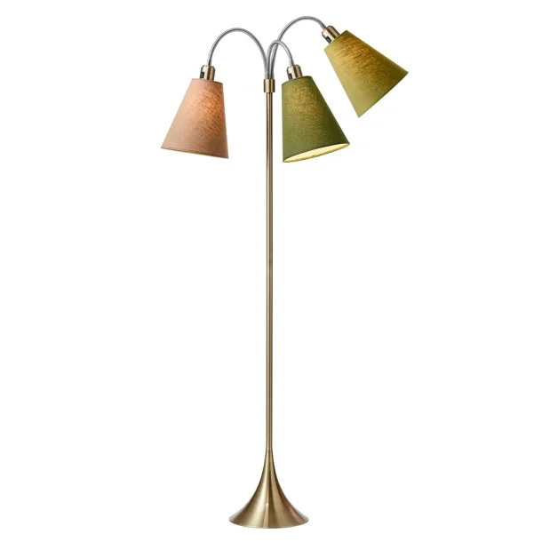 Trafik Gulvlampe - Antik Messing - Nougat/M�rk Armygr�n/Lys Armygr�n - Nielsen Light