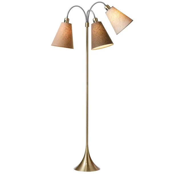Trafik Gulvlampe - Antik Messing - Nougat/Kakaobrun/Sand - Nielsen Light