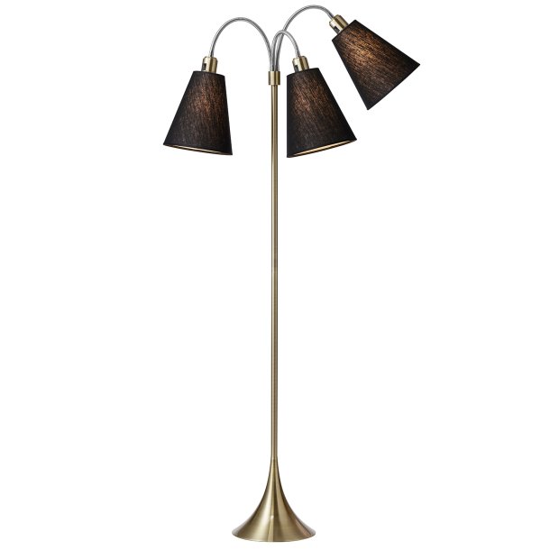 Trafik Gulvlampe - Antik Messing - Sort/Sort/Sort - Nielsen Light