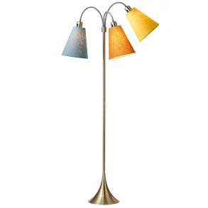 Trafik Gulvlampe - Antik Messing - St�vet Bl�/Karry/Sennepsgul - Nielsen Light