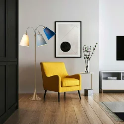 Trafik Gulvlampe - Antik Messing - Creme/St�vet Bl�/Havbl� - Nielsen Light