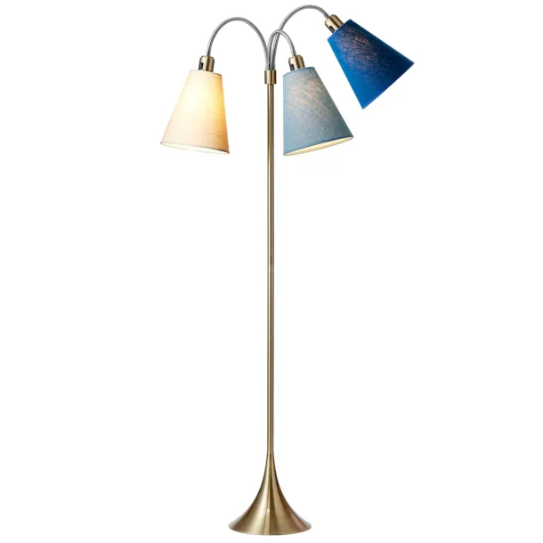 Trafik Gulvlampe - Antik Messing - Creme/St�vet Bl�/Havbl� - Nielsen Light