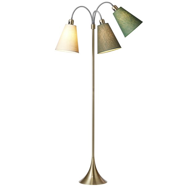 Trafik Gulvlampe - Antik Messing - Lysebl/Dalabl/Turkisbl - Nielsen Light
