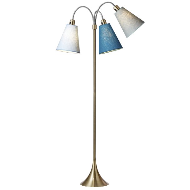 Trafik Gulvlampe - Antik Messing - Lysebl/Petroleum/Turkisbl - Nielsen Light