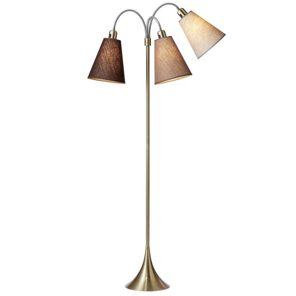 Trafik Gulvlampe - Antik Messing - Brun/Nouget/Sand - Nielsen Light