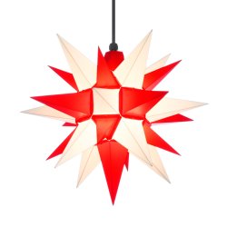 Herrnhuter stjerne - 40cm - Hvid/Rd - Plast - Uden Ophng