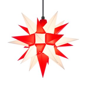 Herrnhuter stjerne - 40cm - Hvid/Rd - Plast - Uden Ophng