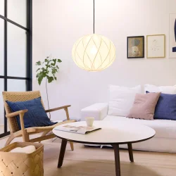 Jasmin Rund Pendel - Sort Oph�ng - Hvid - �40 - Nielsen Light