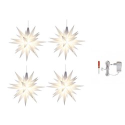 4 stk. Herrnhuter stjerne - 13cm - Hvid - inkl. 1 stk. AC-adapter