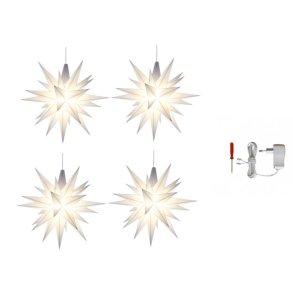 4 stk. Herrnhuter stjerne - 13cm - Hvid - inkl. 1 stk. AC-adapter