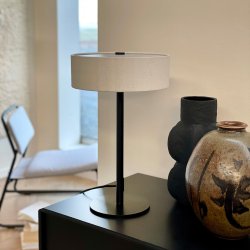 Calix Bordlampe Med Stofskrm - Natur/Sort - 25 - Dyberg Larsen
