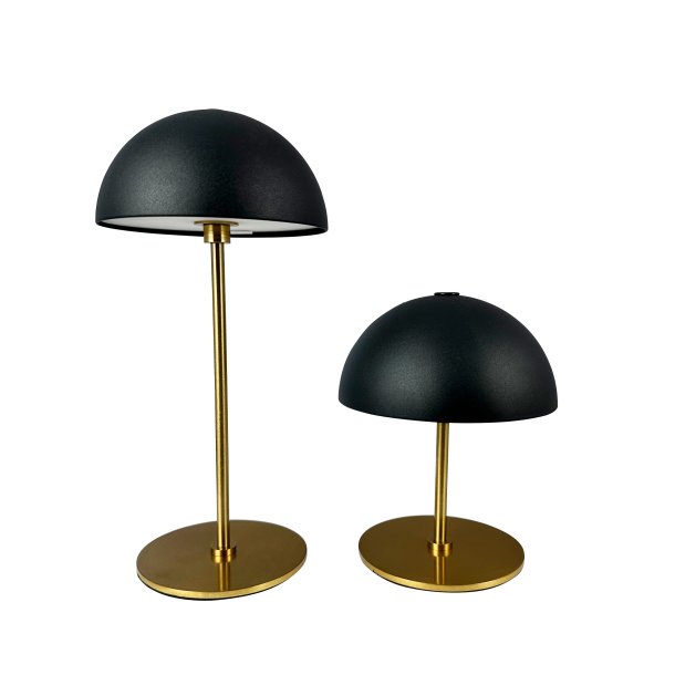 Along Mini Genopladelig Bordlampe - 3-Trin - 2 stk I ske - Sort/Messing - Dyberg Larsen