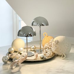 Along Mini Genopladelig Bordlampe - 3-Trin - 2 stk I ske - Krom - Dyberg Larsen