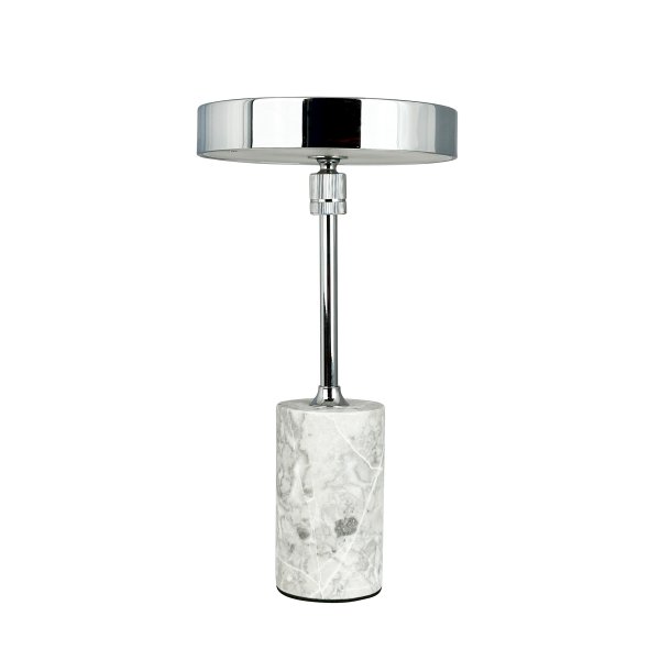 Starlight Genopladelig Bordlampe - Krom/Gr Marmor - 3-Trin - Dyberg Larsen
