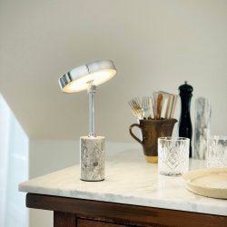 Starlight Genopladelig Bordlampe - Krom/Gr Marmor - 3-Trin - Dyberg Larsen