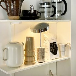 Starlight Genopladelig Bordlampe - Krom/Gr Marmor - 3-Trin - Dyberg Larsen