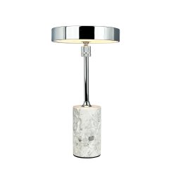 Starlight Genopladelig Bordlampe - Krom/Gr Marmor - 3-Trin - Dyberg Larsen