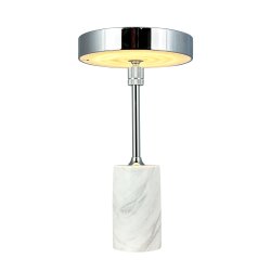 Starlight Genopladelig Bordlampe - Krom/Hvid Marmor - 3-Trin - Dyberg Larsen