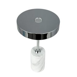 Starlight Genopladelig Bordlampe - Krom/Hvid Marmor - 3-Trin - Dyberg Larsen