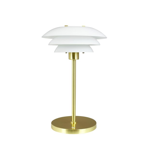 DL20 LED Bordlampe - Genopladelig - 3-Trin - Opal/Messing - Dyberg Larsen