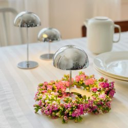 Along Mini Genopladelig Bordlampe - 3-Trin - 3 stk I ske - Krom - Dyberg Larsen