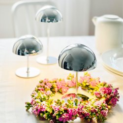 Along Mini Genopladelig Bordlampe - 3-Trin - 3 stk I ske - Krom - Dyberg Larsen