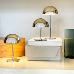 Along Mini Genopladelig Bordlampe - 3-Trin - 3 stk I ske - Krom - Dyberg Larsen