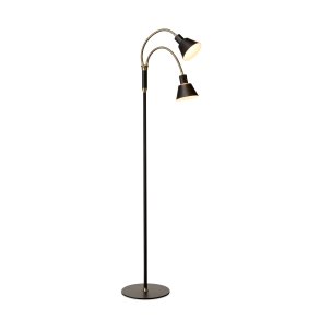 Space 2-Arm Gulvlampe - Sort/Messing - D�mpbar - Halo Design