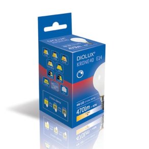 LED Kronep�re Diolux 4W E14 - 2700K - Opal - 3-trin d�mp - GN