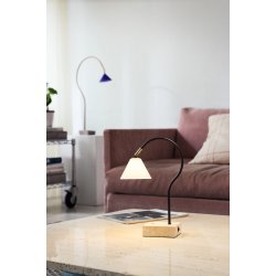 Question Batteri Bordlampe - 3 Trin - Sort/Opal Glas - 10 - Halo Design