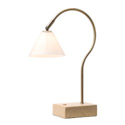 Question Batteri Bordlampe - 3 Trin - Antik Messing/Opal Glas - 10 - Halo Design