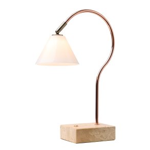 Question Batteri Bordlampe - 3 Trin - Kobber/Opal Glas - 10 - Halo Design