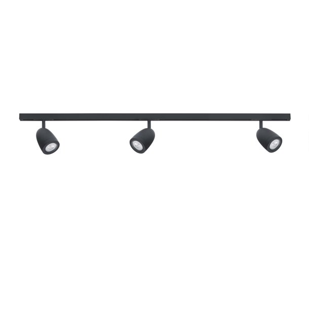 Designline Bell - 3 Spotskinne - 1 Meter - Sort - Antidark