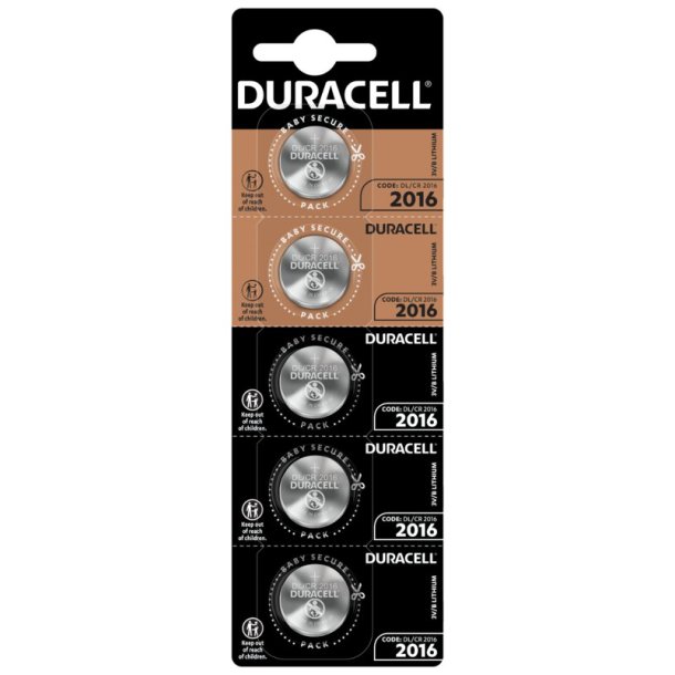 Duracell Batteri - CR2016 - knapcelle - 3V - 5 Pak