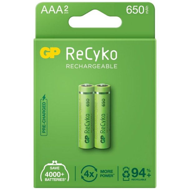 Batterier - Genopladelige - AAA/LR03 - 650mAh - 2pak
