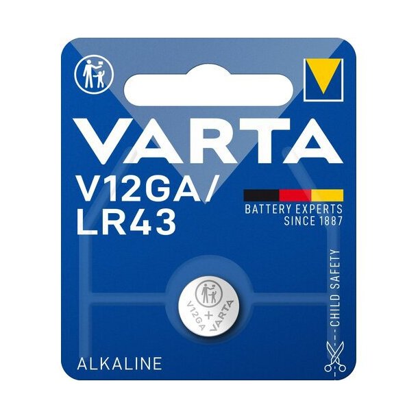 Batteri - V12GA, LR43, AG12, D186, L1142 - knapcelle batteri - 1,5V - Varta