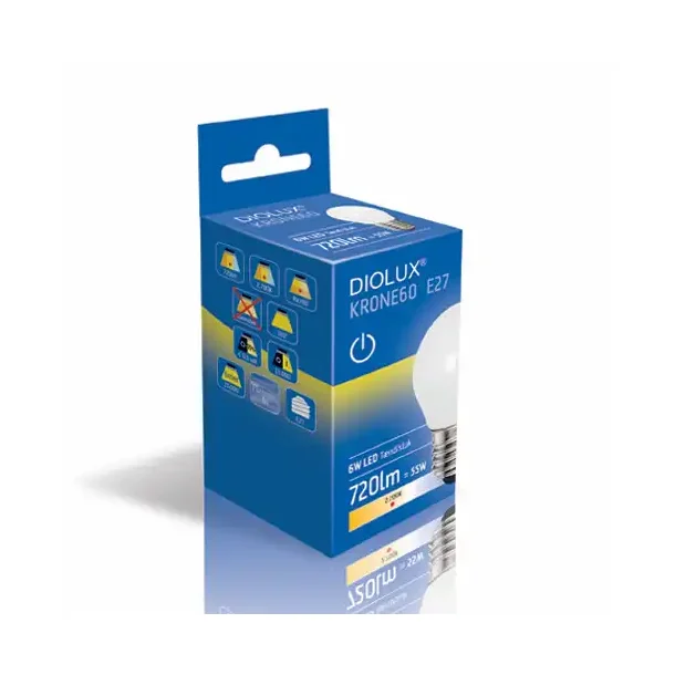 LED Kronep�re Diolux 6W - E27 - 2700K - Opal - GN