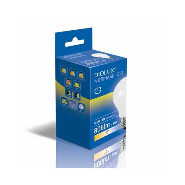 Norma60 - LED - Opal - E27 - 6,5W - 2700K - Diolux