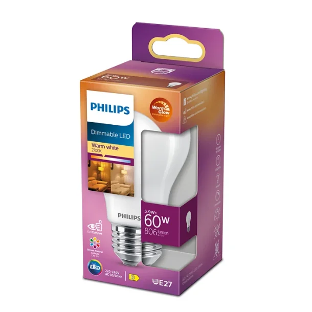 Dmpbar LED Pre E27 - 5,9W (60w) - Warmglow - Phillips