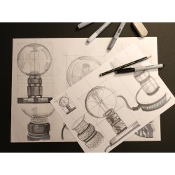 Halo Bordlampe E27 - Gun Black/Marmor fod - Halo Design