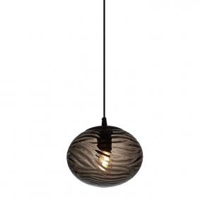 Handmade - Rg farvet glas pendel - 22 - Stofkabel - Halo Design